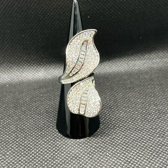 Sterling Silver 925 Adjustable Double Leaf Ring - Picture 6 of 10